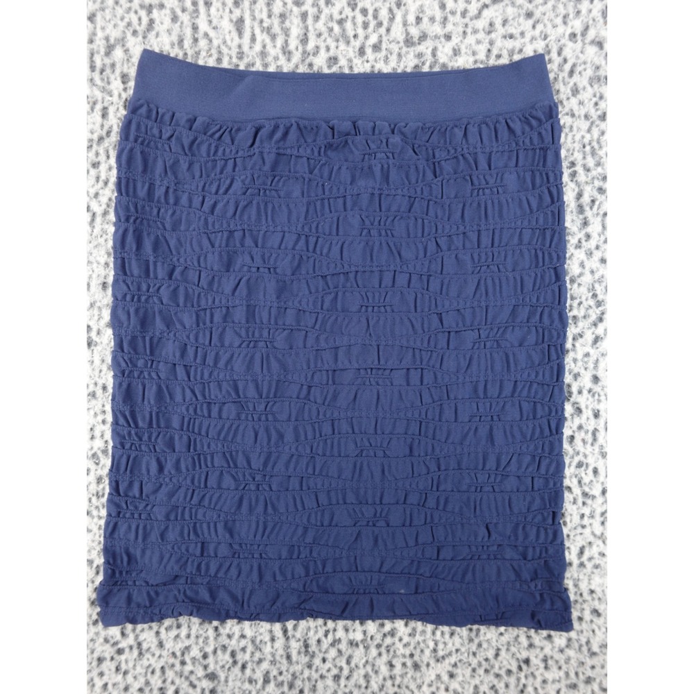 Last Tango Textured Mini Skirt‎ Womens S/M Navy New Smocked Ruched